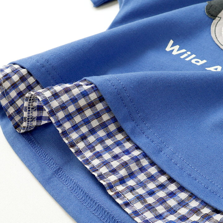 🇯🇵預訂 日本直送🇯🇵Zoomic兩色動物貼花前後印花格紋層疊短袖T恤