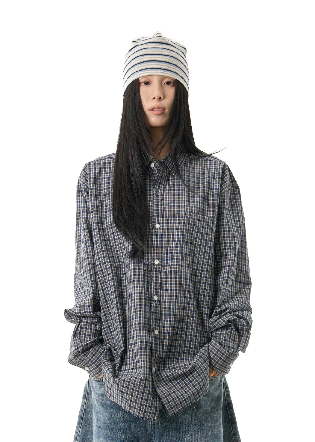 Oversized Plaid Cotton Shirt(Unisex)