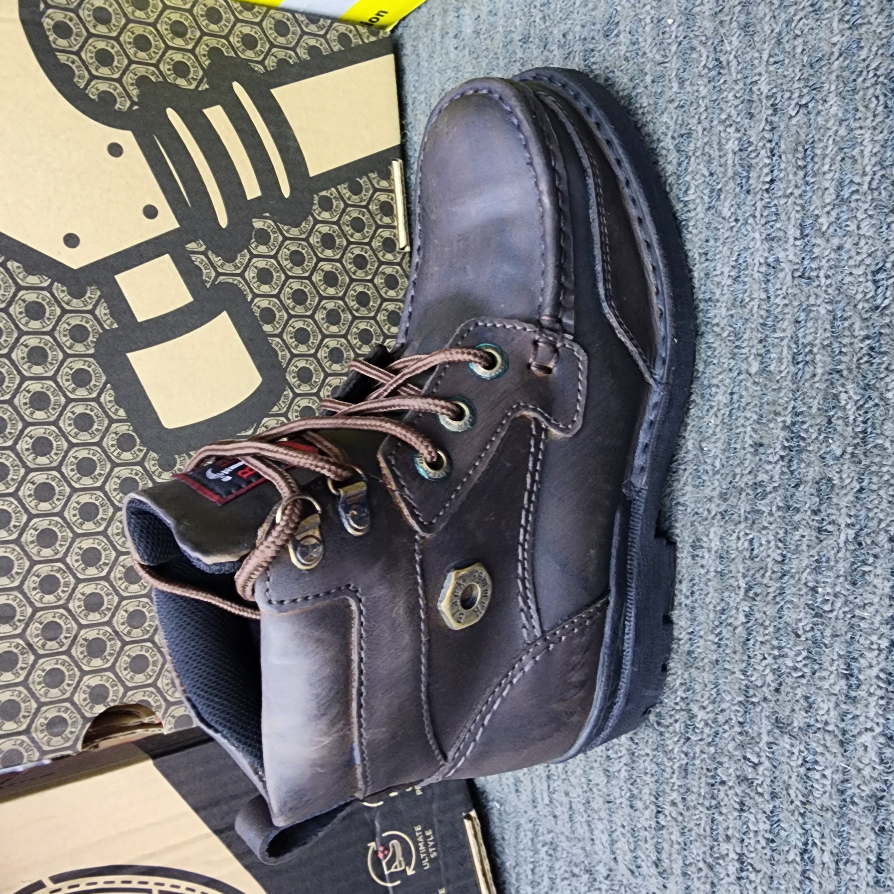 Black Hammer 4000 Series Men Safety Shoes Mid Cut Mocassins With Lace Up BH 4994 Boots Leather Steel Toe Kasut Keselamatan