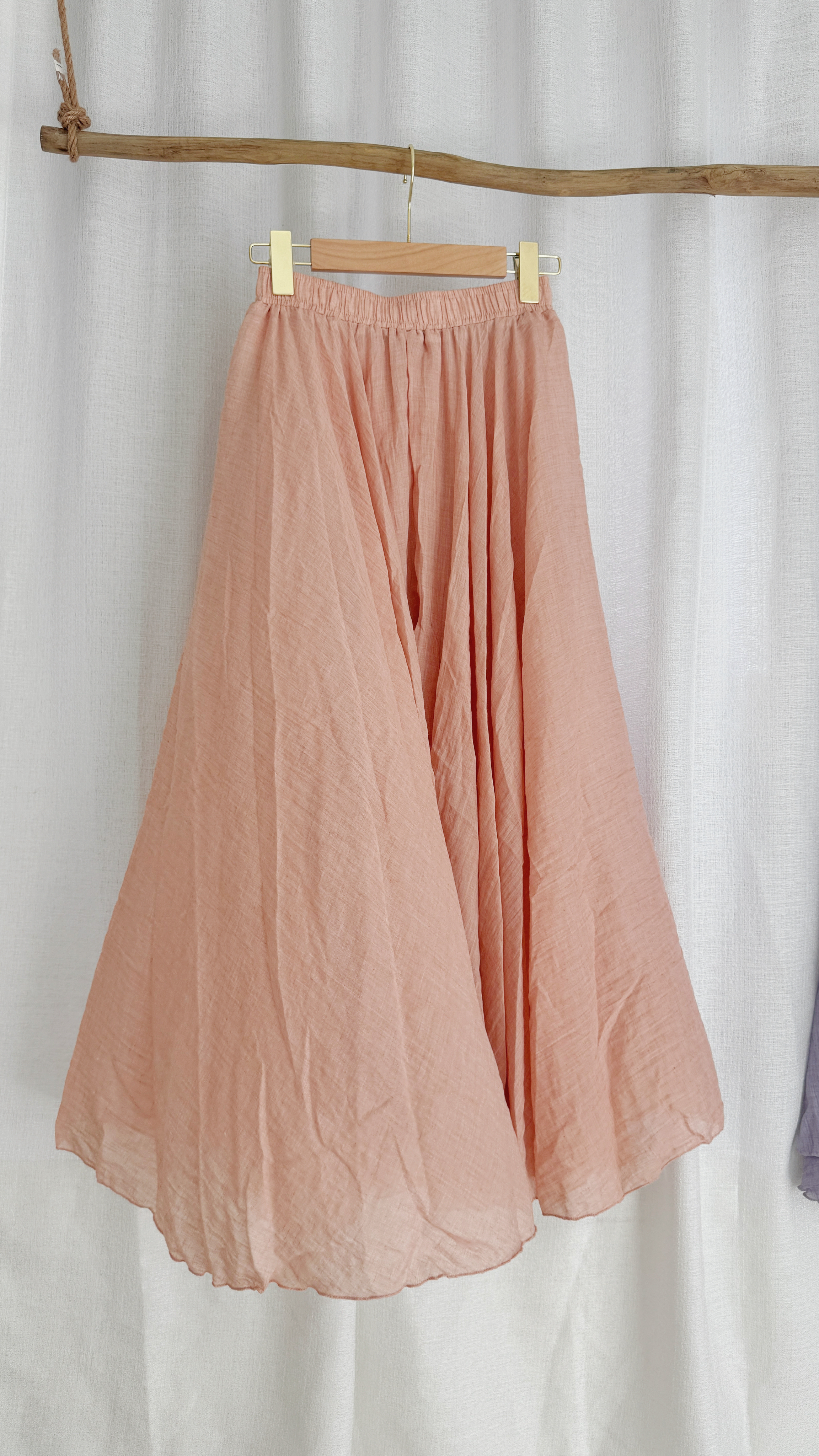 简约气质薄款棉麻半裙