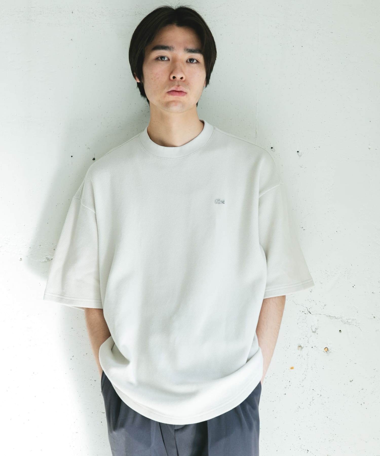 LACOSTE×DOORS THICK PIQUE ROUND SHORT-SLEEVE