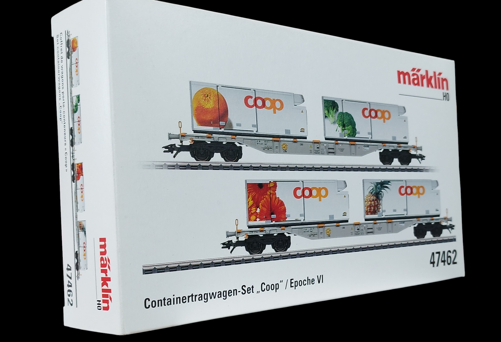 歐洲冷鏈凍櫃運輸車 Marklin HO Coop Container Flat Car Set
