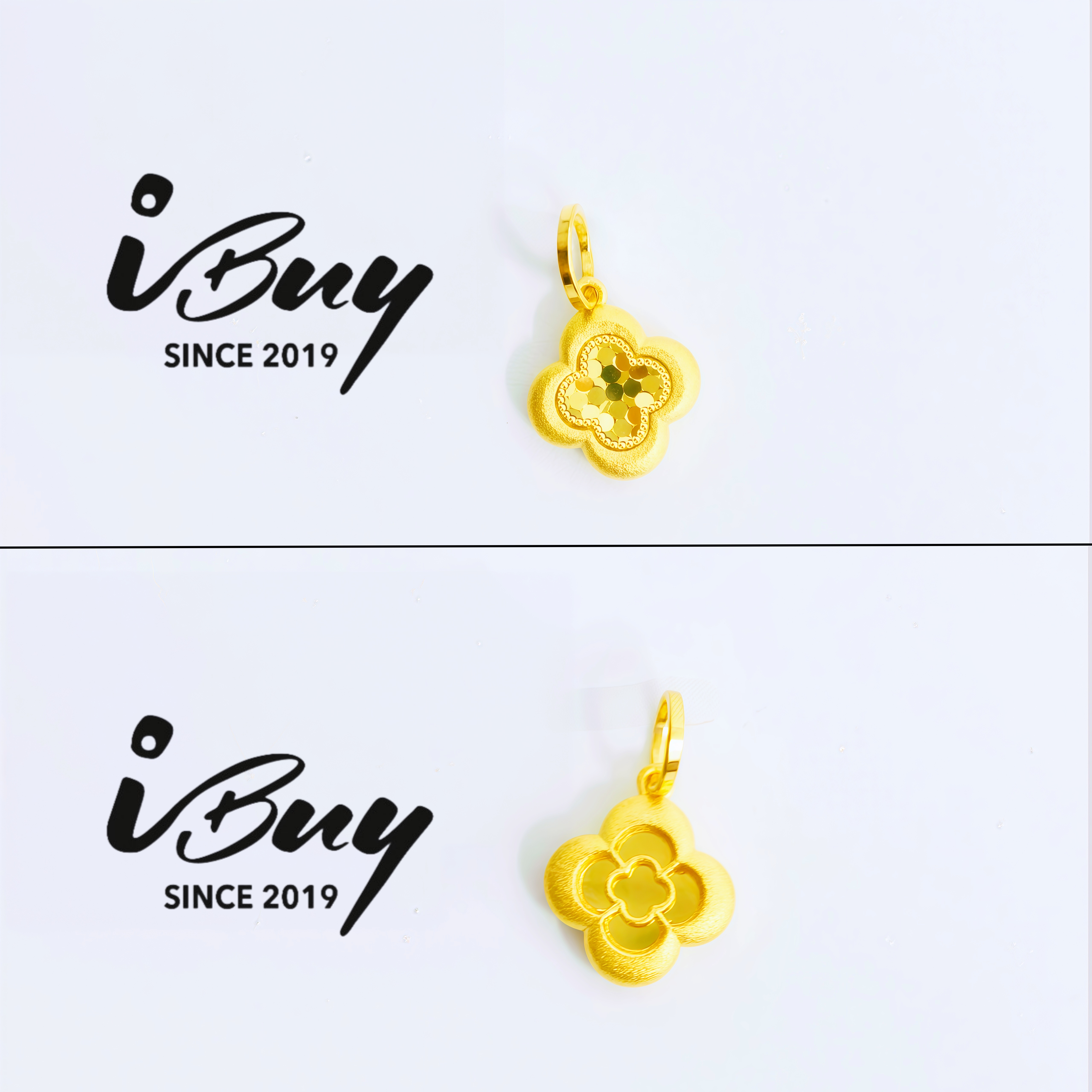 916 GOLD HONEYCOMB VCA PENDANT 916 金 龙鳞四叶草吊坠