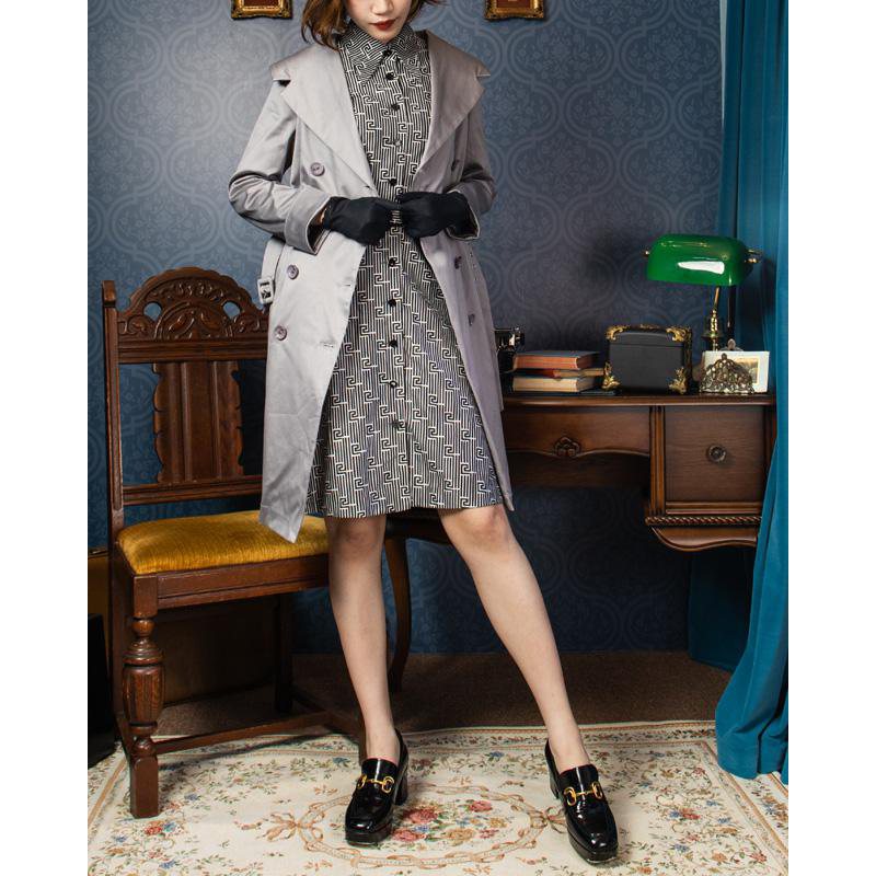（SOLD OUT）1960s MAD Man Secretary Double-Breasted Dress Coat - Grey(FM085)