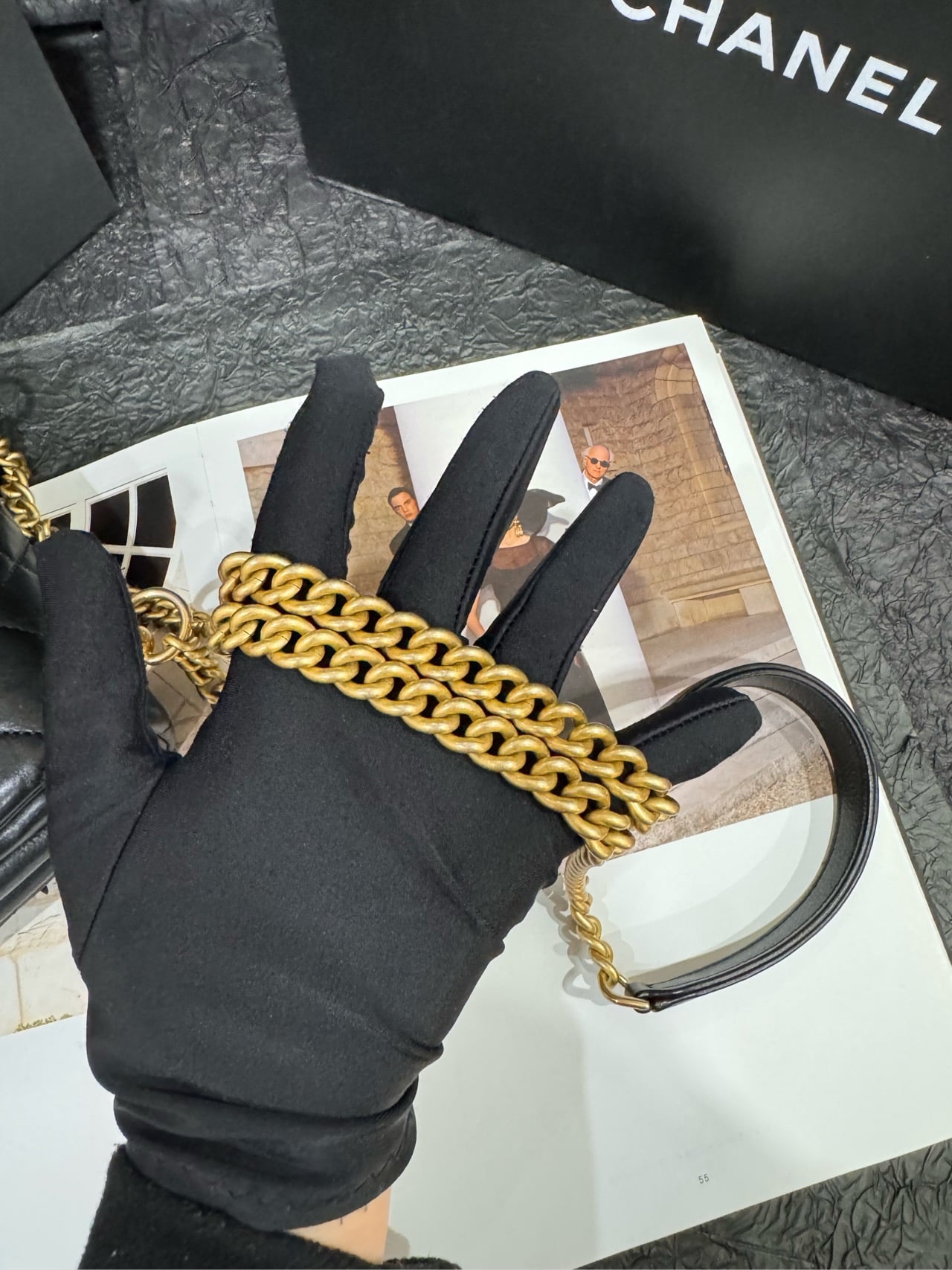 【預訂貨品】Chanel 珍珠金扣方胖子