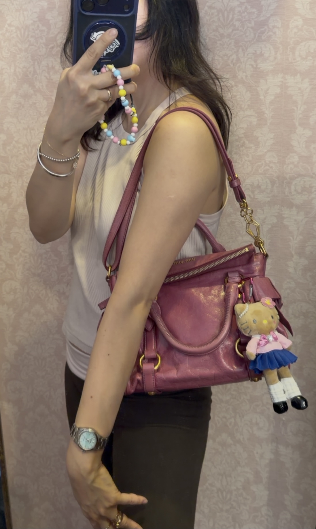 Miu miu pink vitello mini bow bag