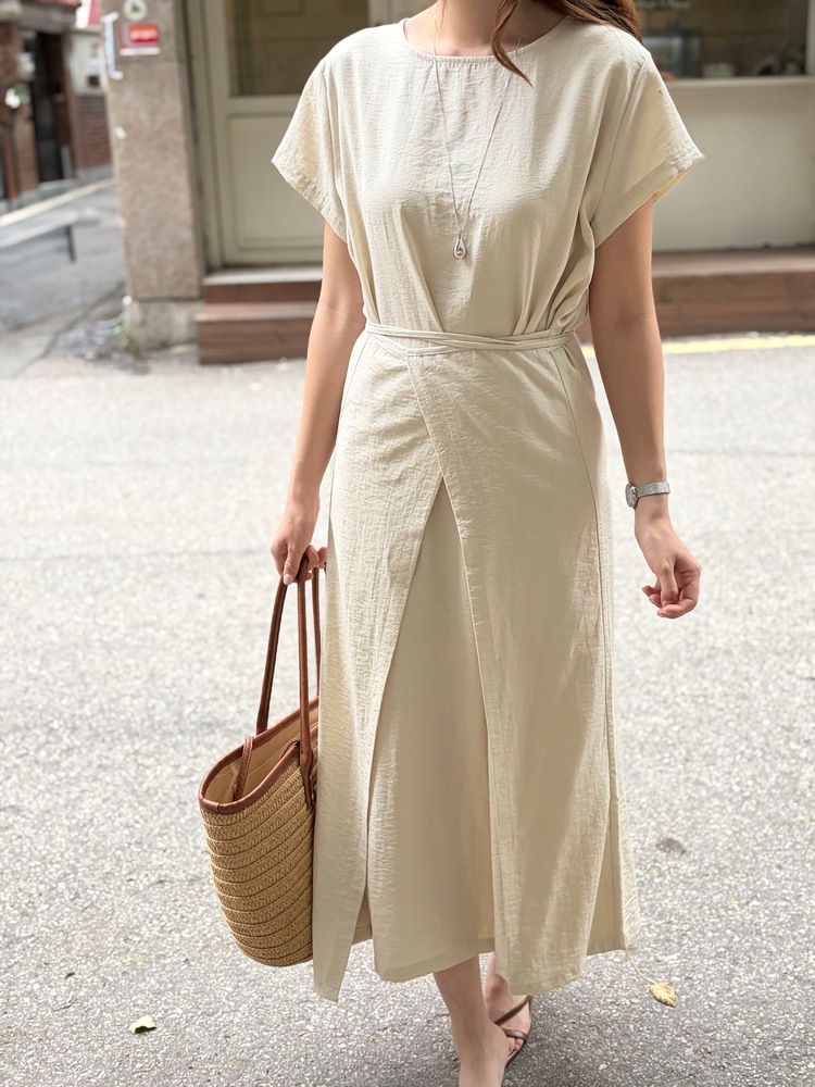 The Timeless Wrap Dress (Beige)