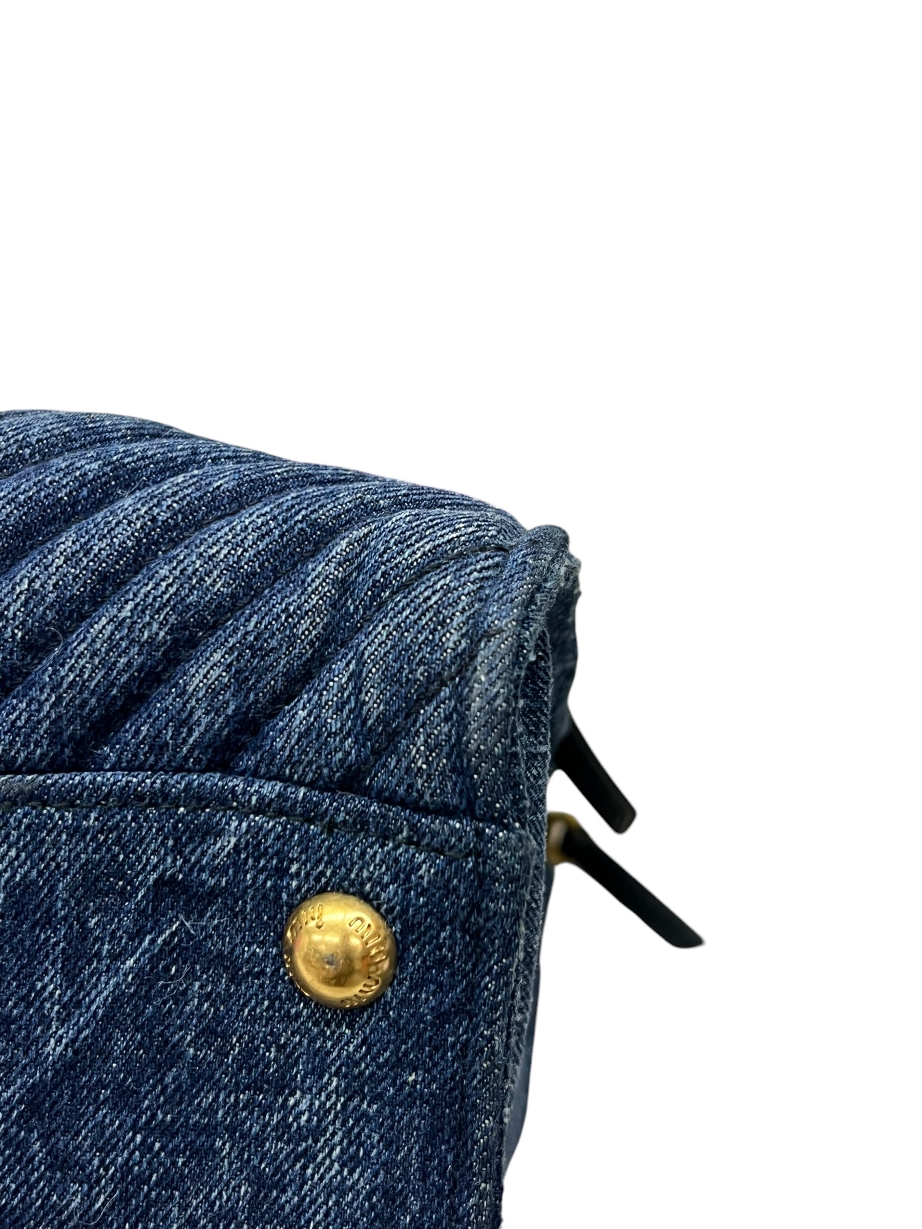 Pre-Owned MIU MIU Matelasse Denim Biker Tote / Product Code: 070726