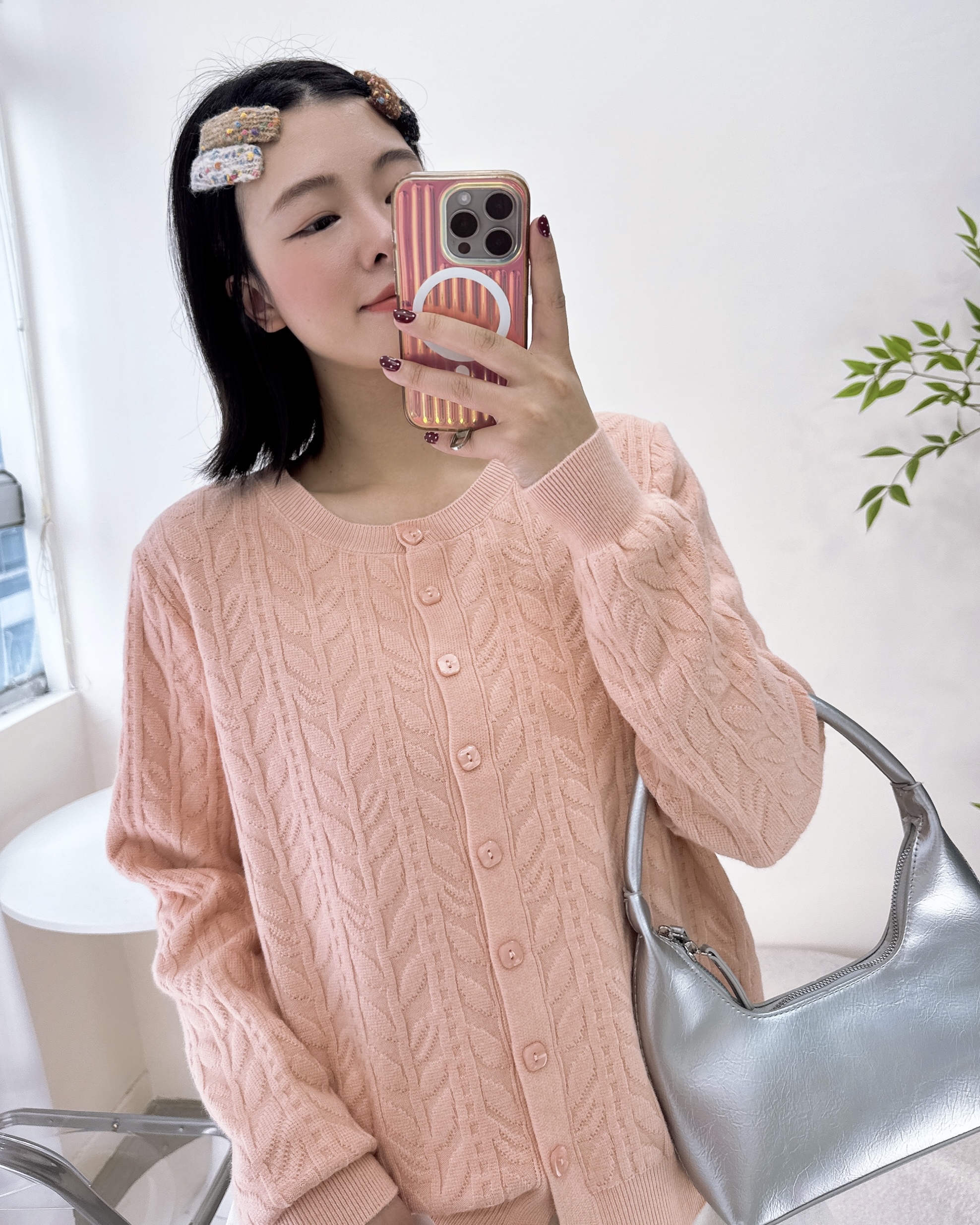 親膚棉花糖花紋針織上衣/外套 3色