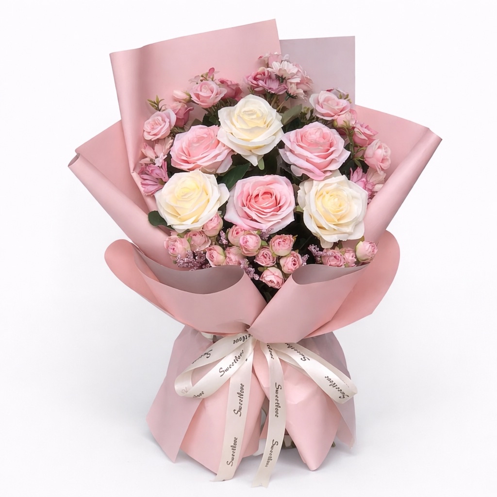 粉紅永生玫瑰花束