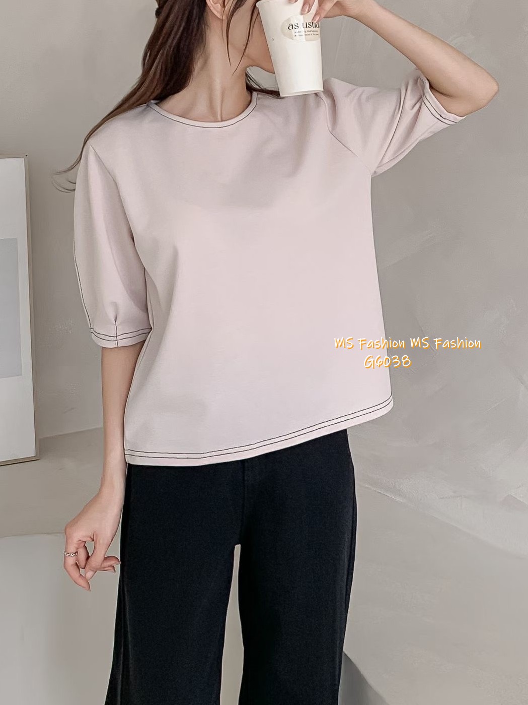 G6038 韓國🇰🇷明線泡泡袖top