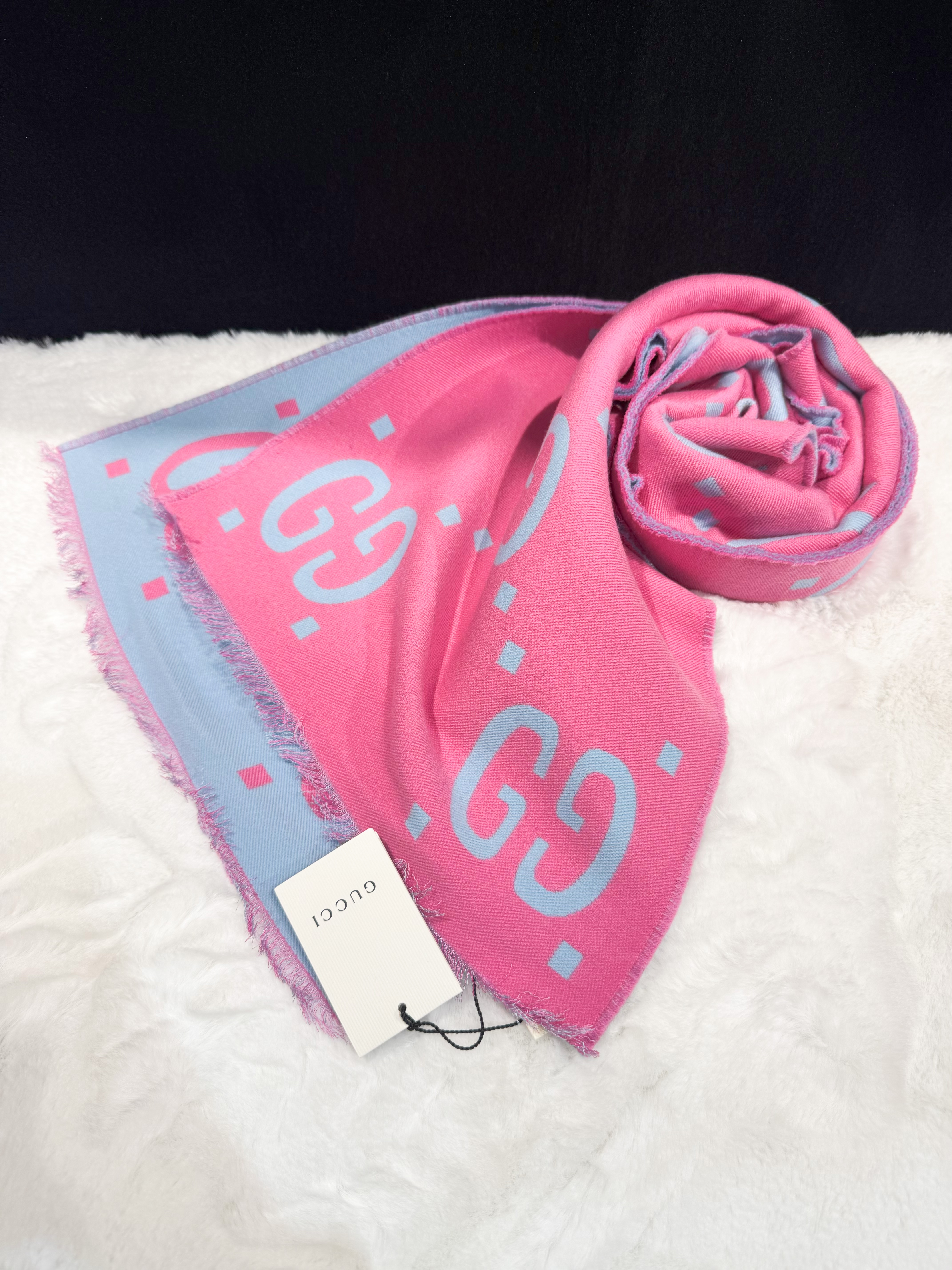 Gucci scarf XL/GG/pink/blue