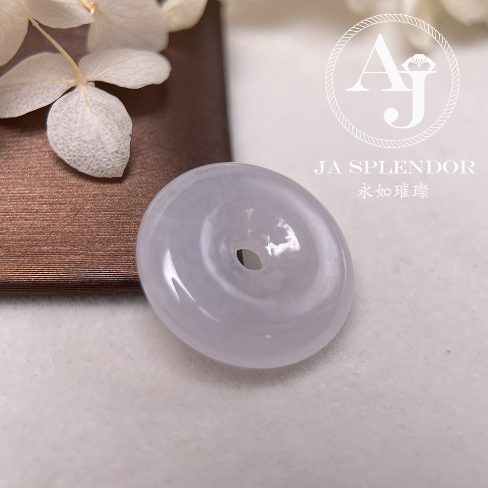 JN-176 天然翡翠A玉 冰種白翡平安扣