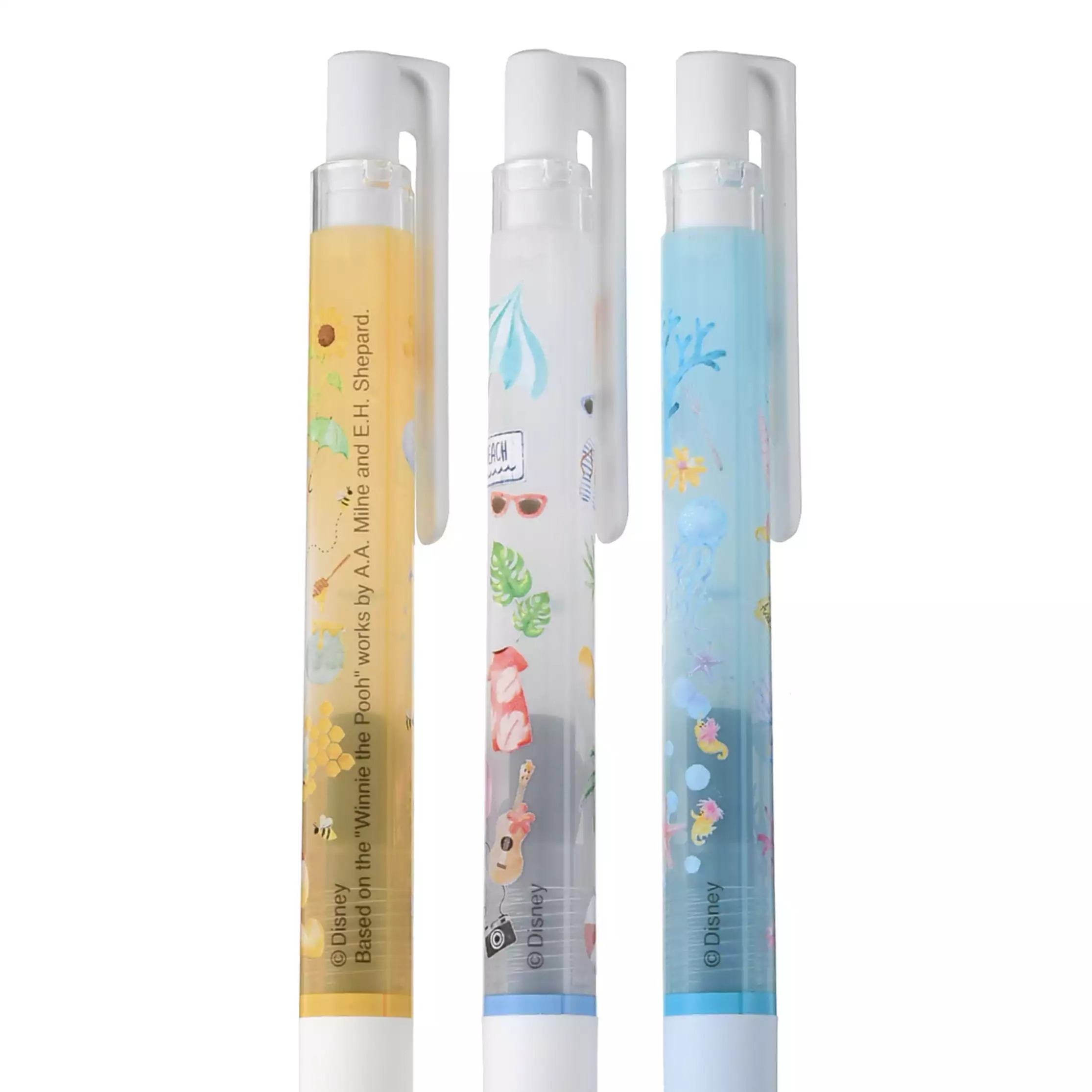 現貨｜【日本 Disney Store 限定】 一套三枝 Winnie the Pooh Stitch Flounder 日本製 Pilot Juice Up 0.4mm 黑色 啫喱筆 317802