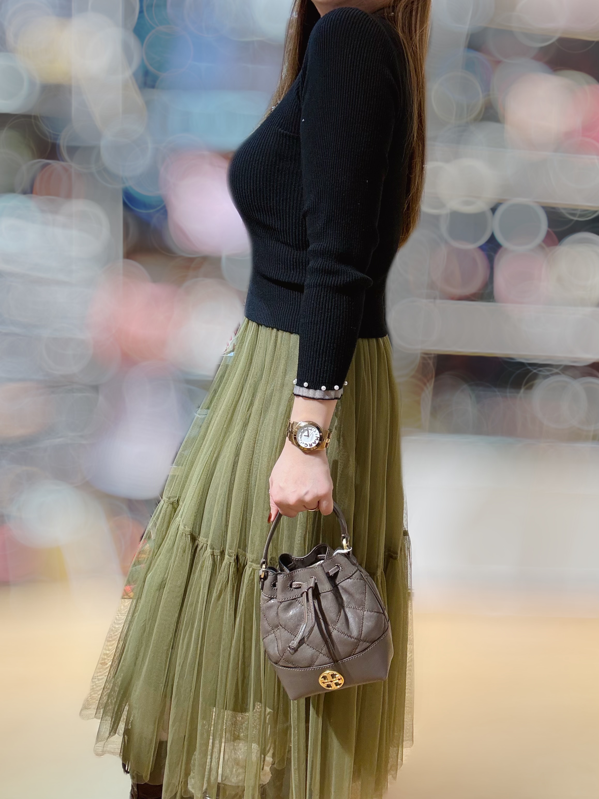 Tory birch Willa mini drawstring bag grey