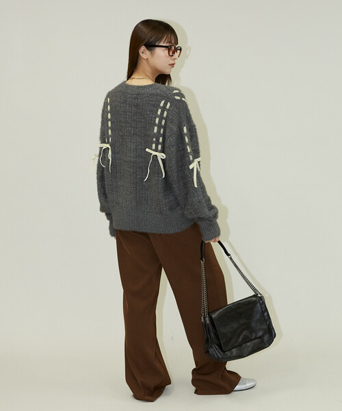 蝴蝶結綁帶針織外套