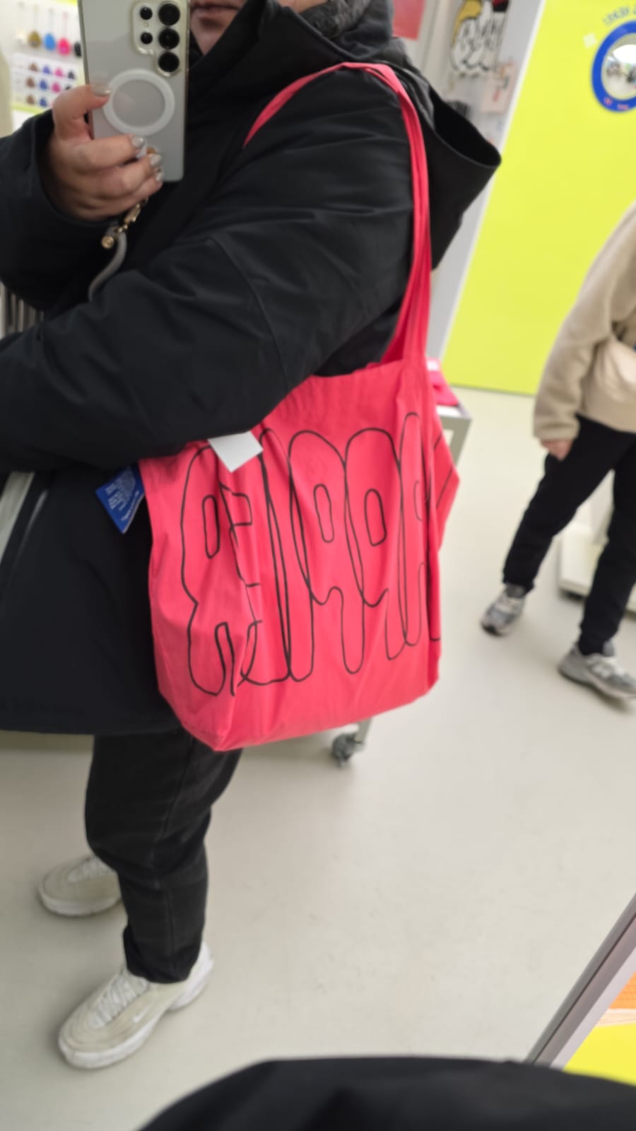 happier tote bag pink