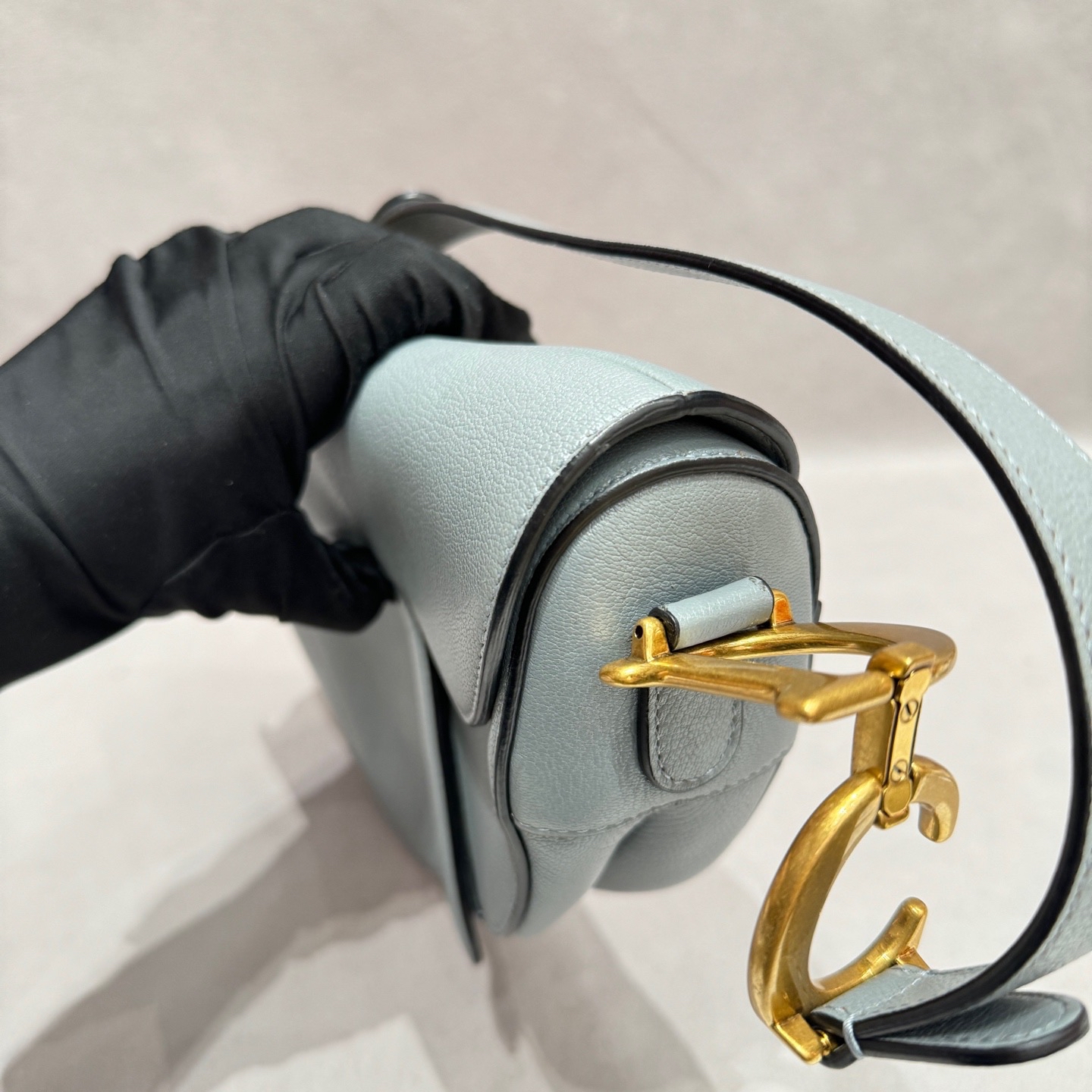 【預訂貨品】Dior全皮霧霾藍馬鞍包