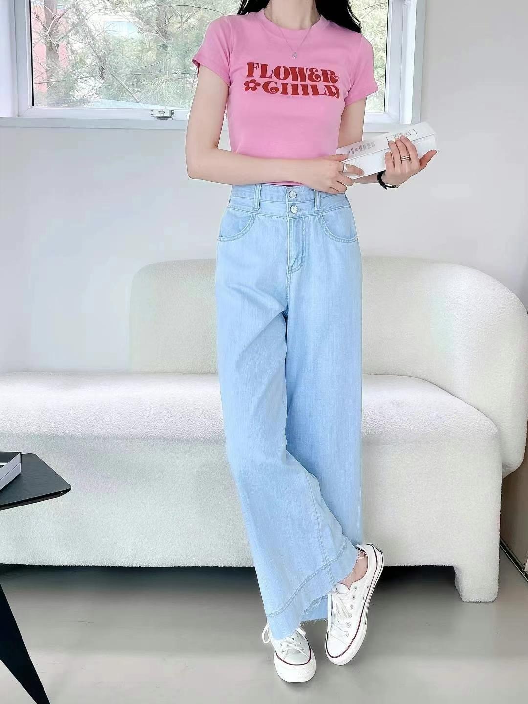 ♥︎雙鈕扣軟軟布流蘇牛仔褲 