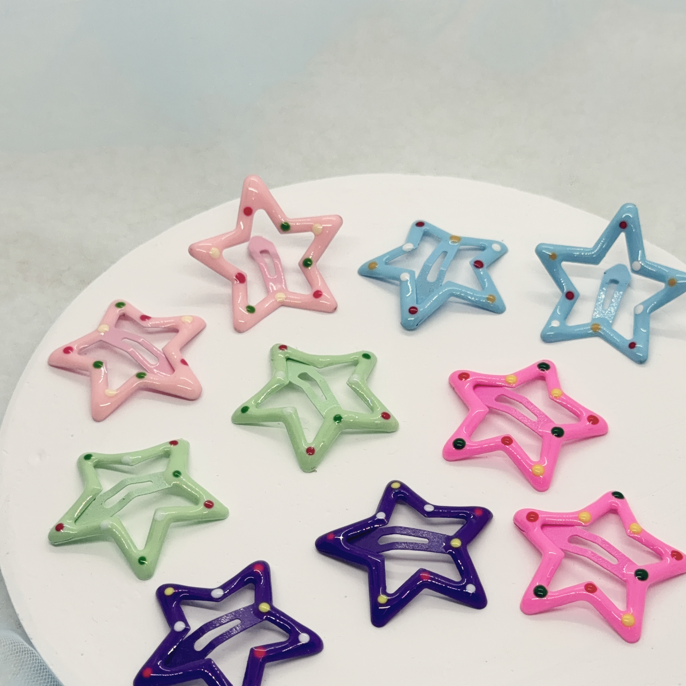 彩色圓點造型 (set A) 3cm星星snap clip (10pcs/set)