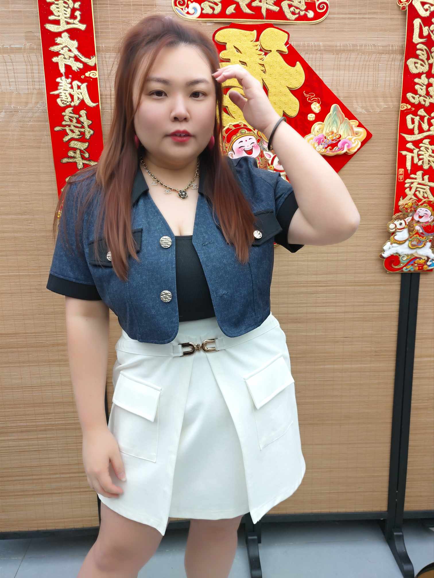 DDG15 6036(A1) 前开叉金属配件设计裤裙