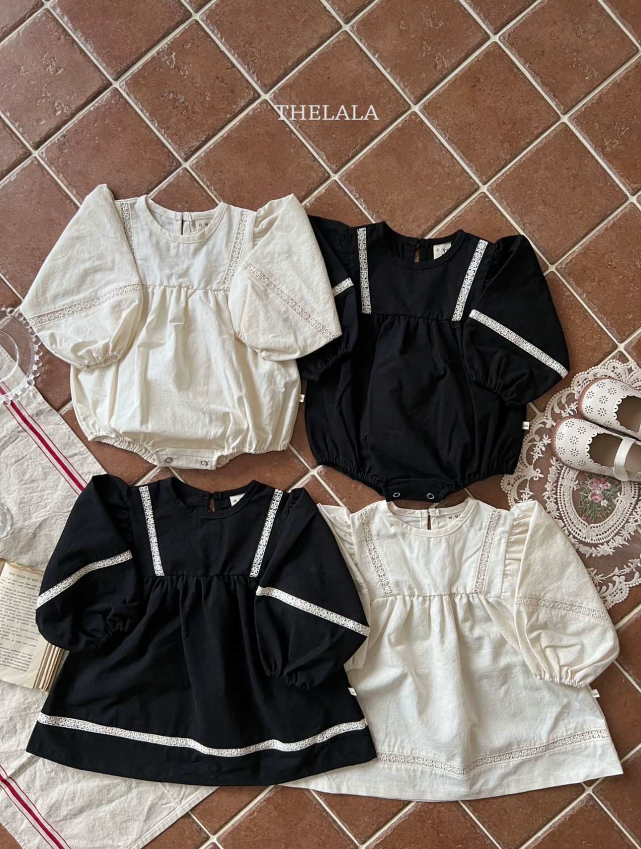 🌸預訂 韓國直送🌸🇰🇷THELALA兩色蕾絲花邊長袖連身裙