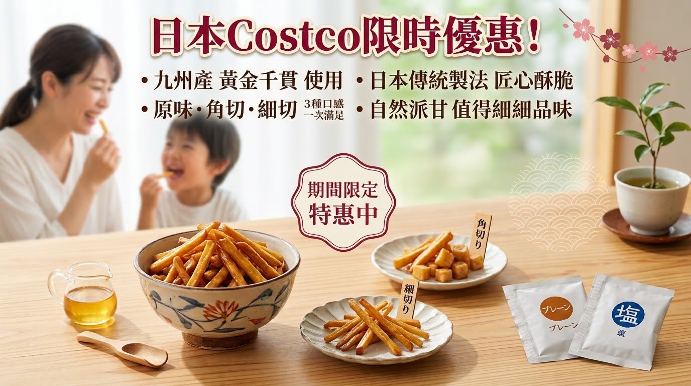 日本九州產 3種風味番薯脆條分享包 - 11袋入 (715g)  