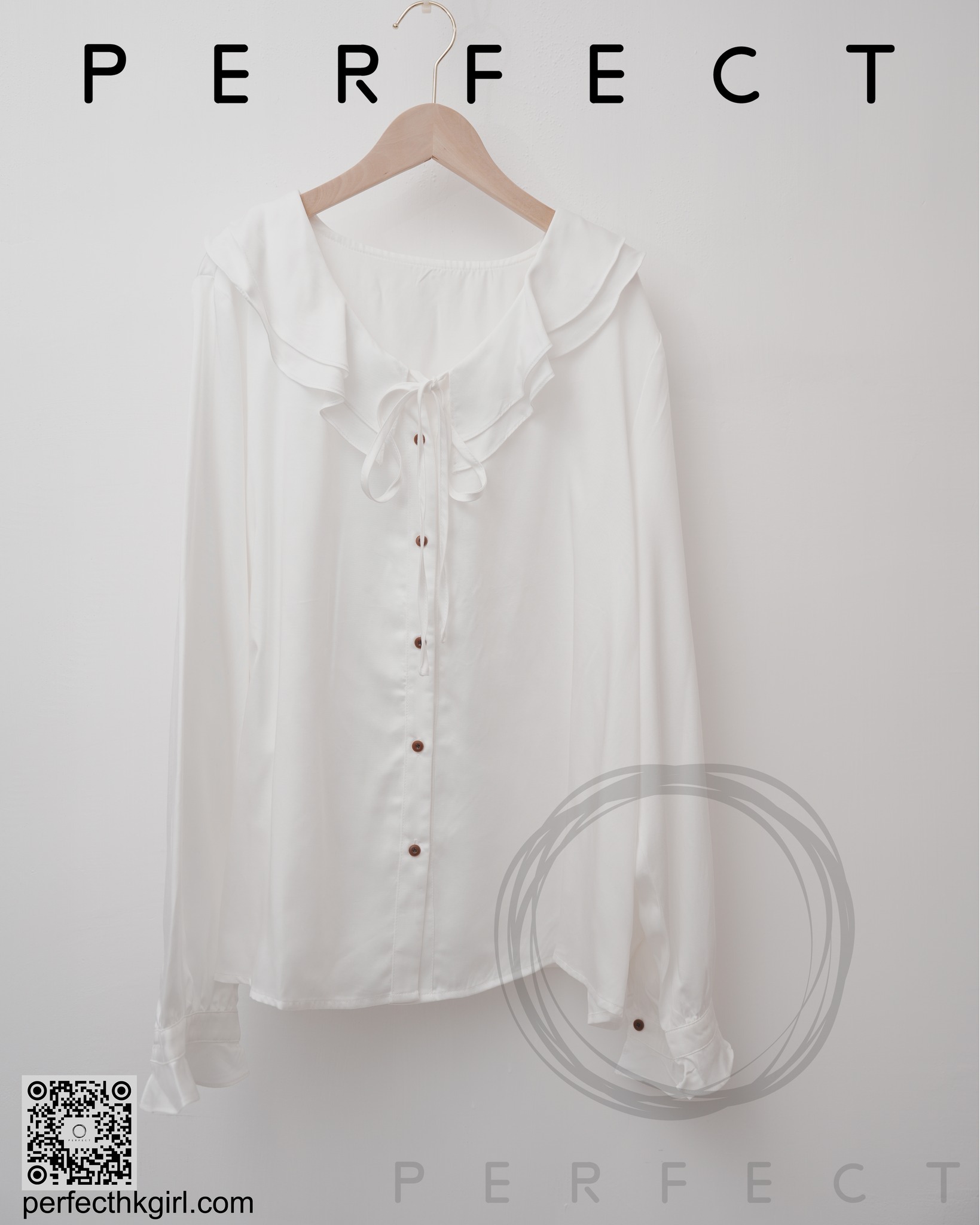 T0004_高貴面料五色大RUFFLE領上衣(純潔白)