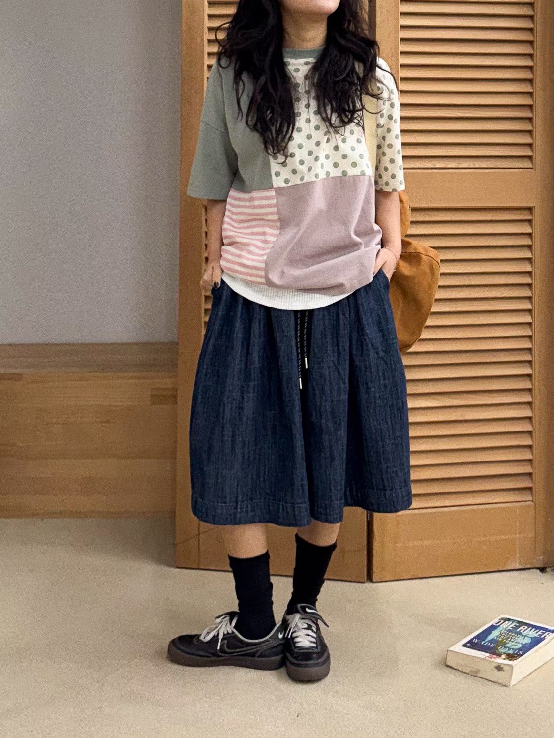 YA OX 4格波點條子tee