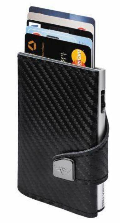 TRU VIRTU®️ 'Click & Slide' 高科技真皮防盜銀包 (黑色)