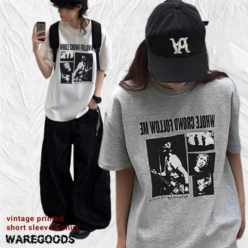 W1433復古印花人像T恤