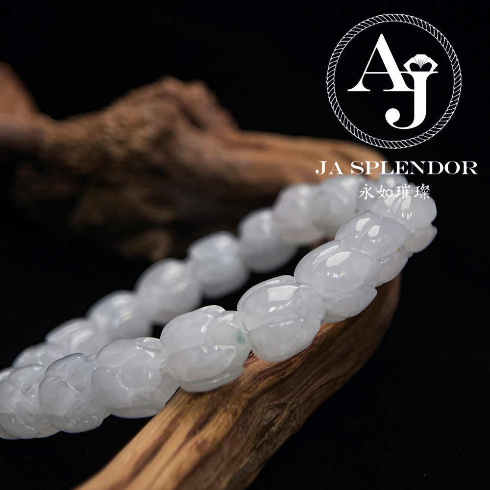 JB-255- 冰白清心定神/年年有餘蓮花手串