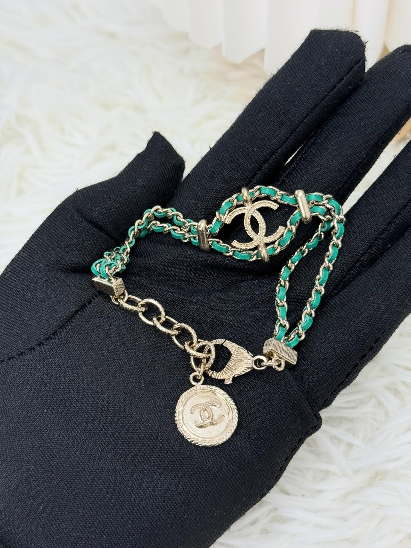 CHANEL🤍PRE OWNED 經典雙鏈條雙C手鍊🖤