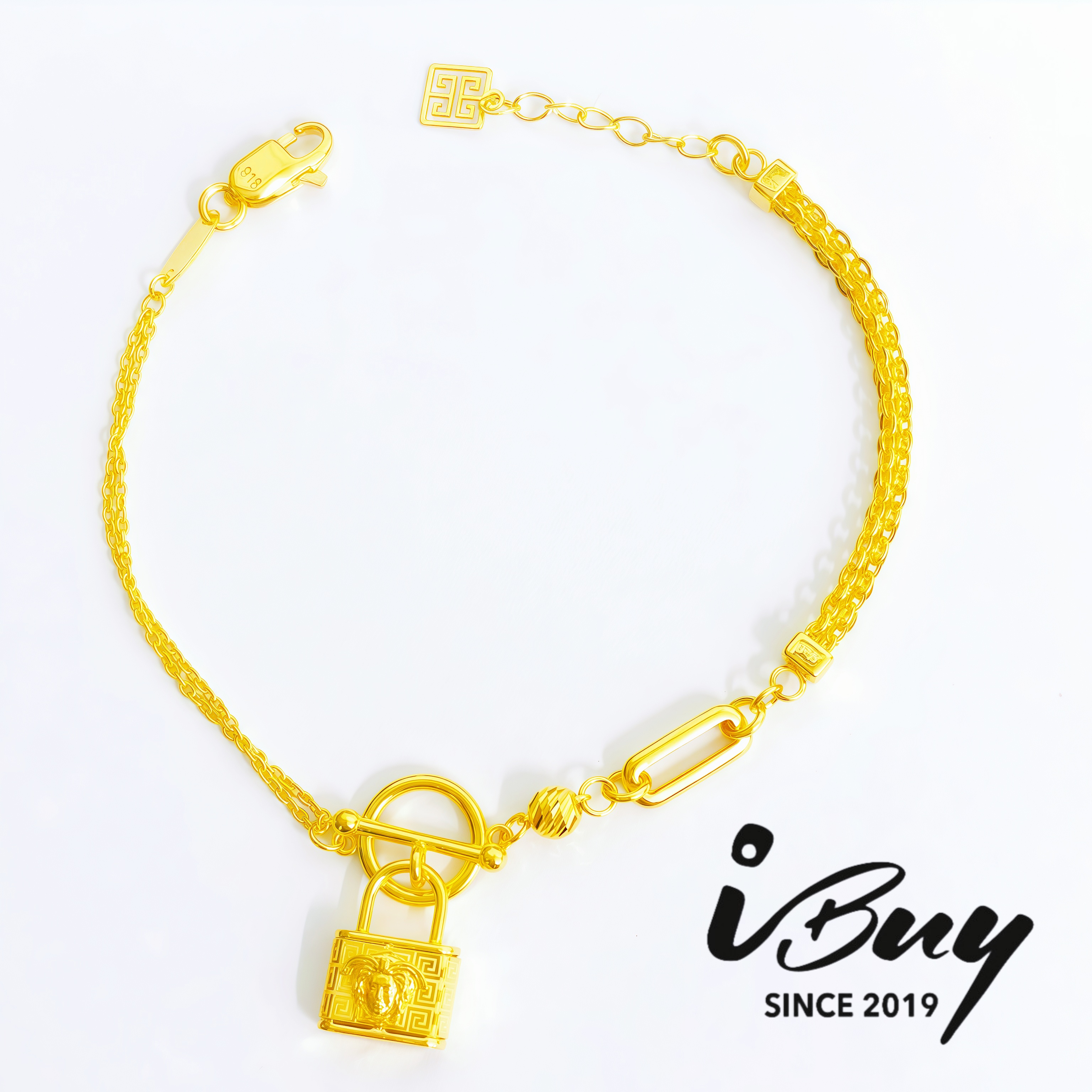 916 GOLD VSC LOCK AB TYPE MILAN BRACELET 916 金 VSC锁头混搭手链