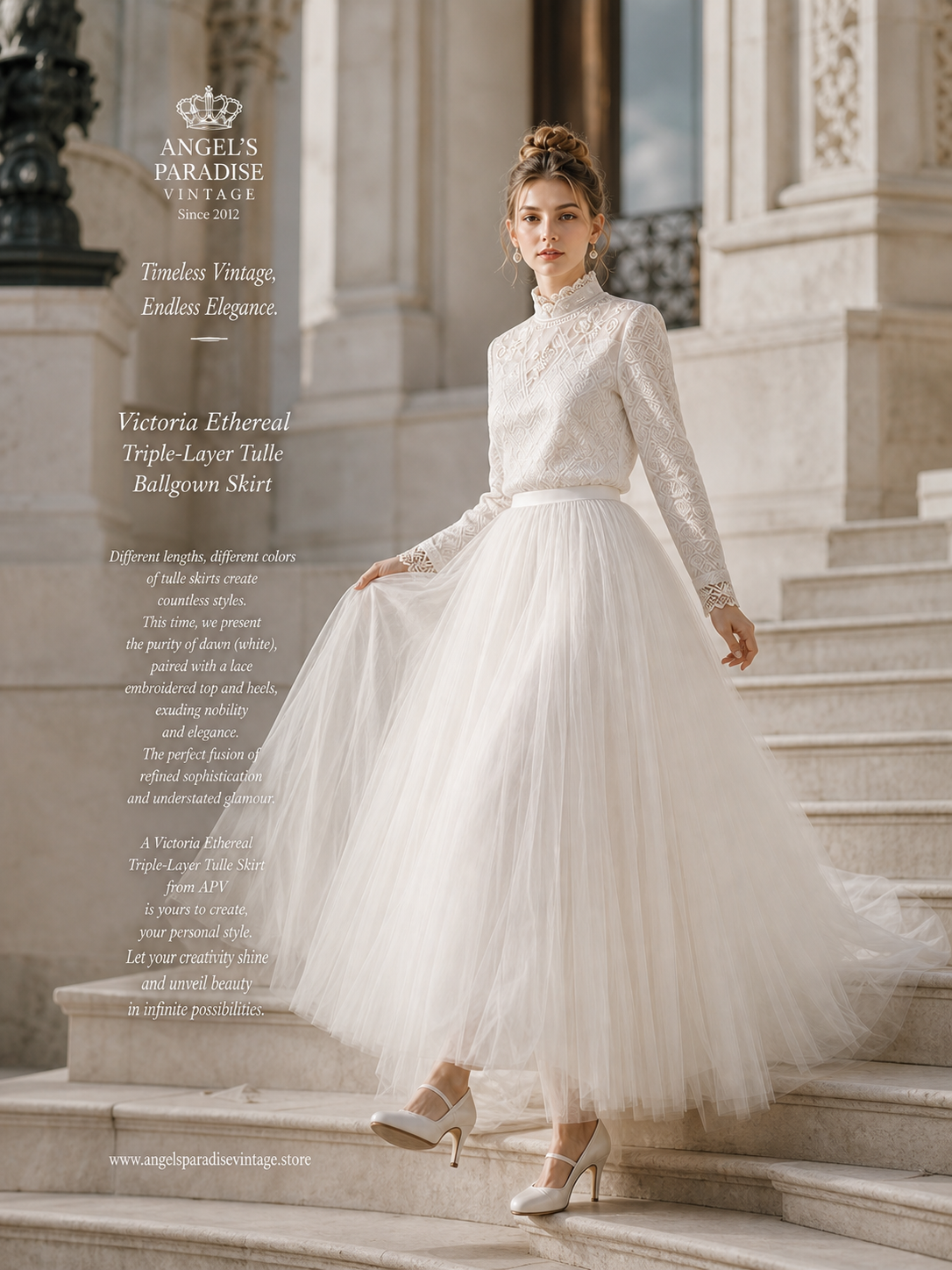 維多利亞繾綣夢幻三層輕紗大圓台蓬蓬裙Victoria Ethereal Triple-Layer Tulle Ballgown Skirt