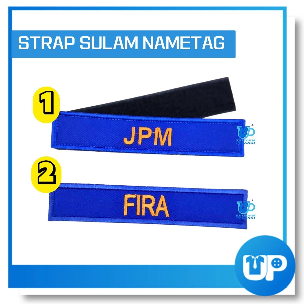 Nametag Sulam Velcro Strap (2.5cm x 12.5cm) Aktiviti Beruniform Embroidery Nametag
