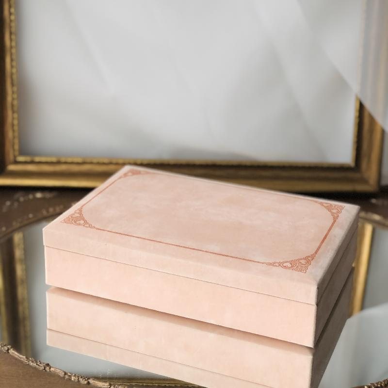 RARE! Vintage Design By Philipp- Appointment To The Royal Swedish Court Light Pink Suede Jewelry Box Set of 2(MT655)