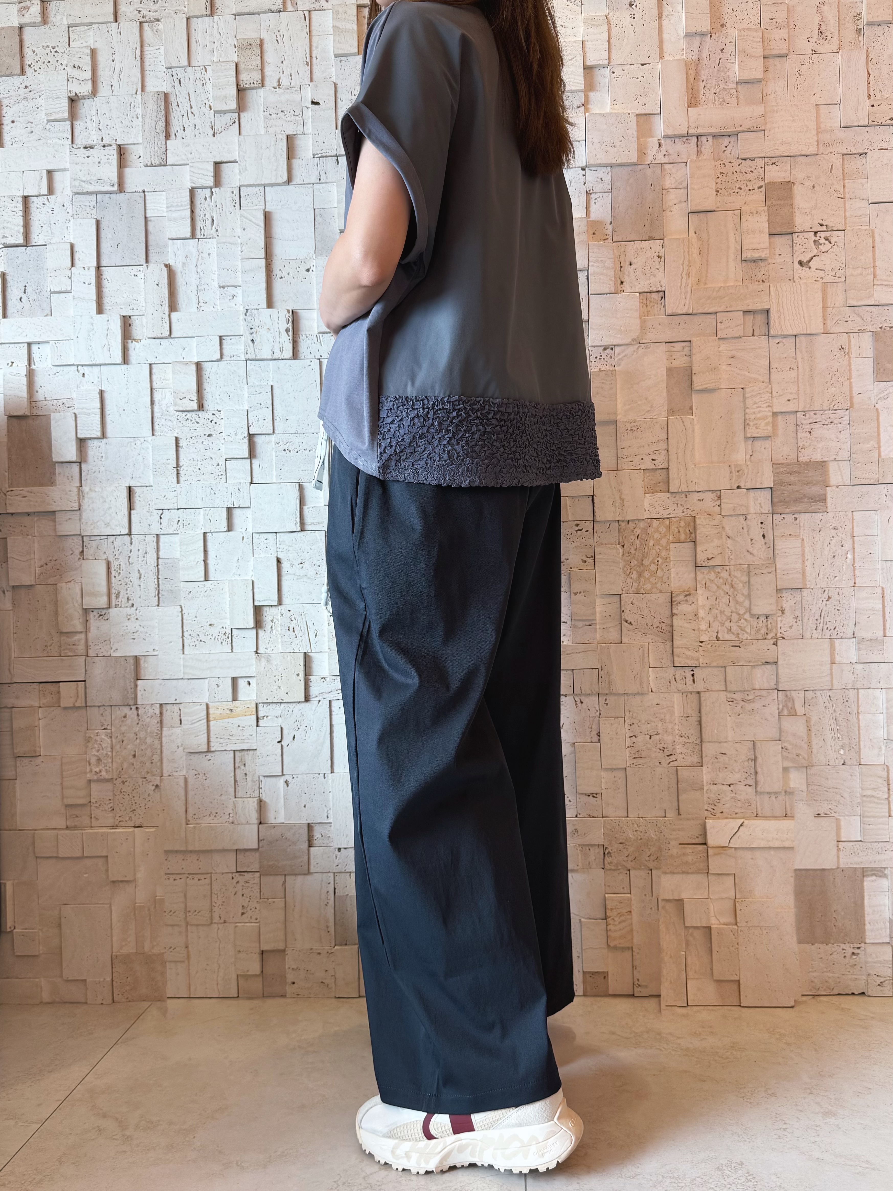 #2092 棉拼皺紋布拼接Top✨