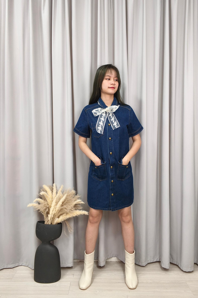 935277 Sweet Denim Button Dress