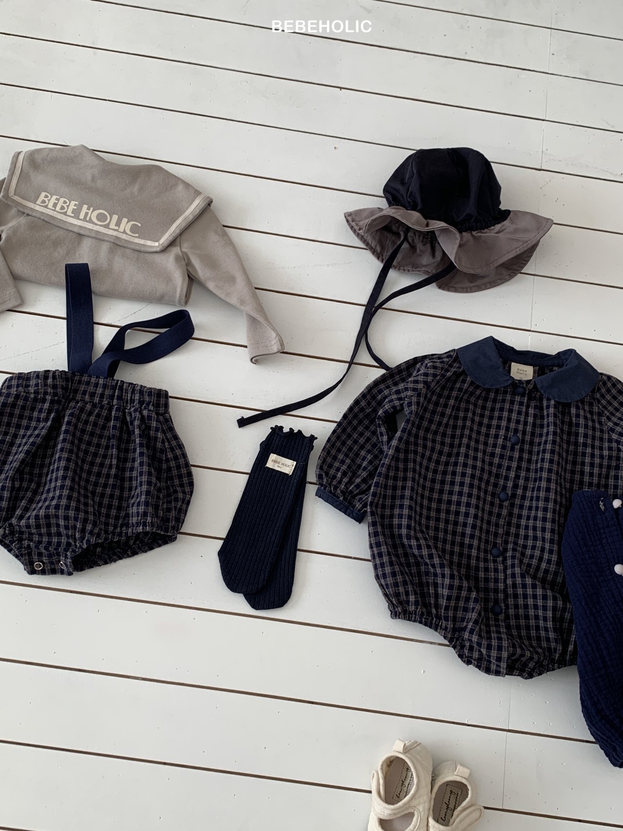 🌸預訂 韓國直送🌸🇰🇷BEBEHOLIC格紋包屁衣/吊帶燈籠褲