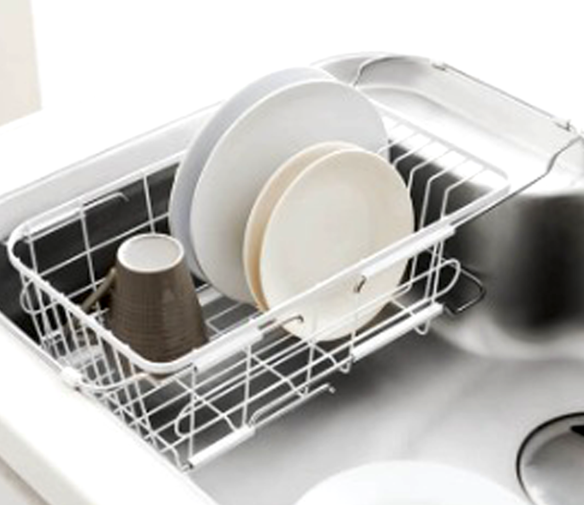 107367/日本天馬伸縮隔水碗碟架(白色)