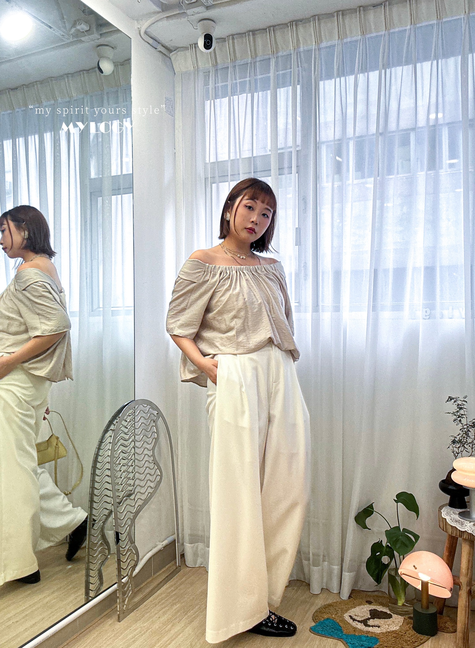 隨性的背影～ 3-ways後綁帶清爽襯衫 CK0010 - 杏色 Beige
