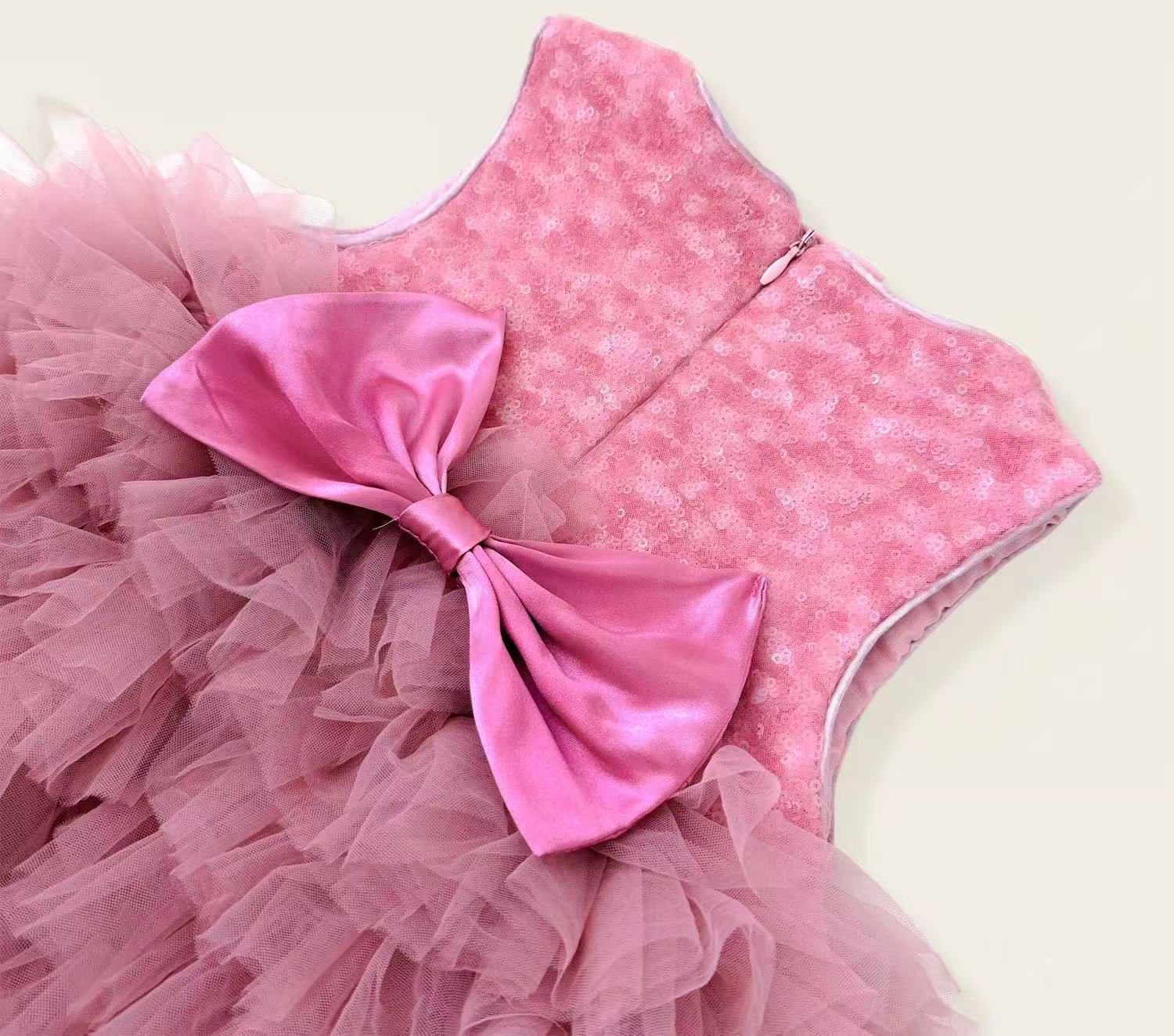 女童粉色亮片網紗蛋糕裙