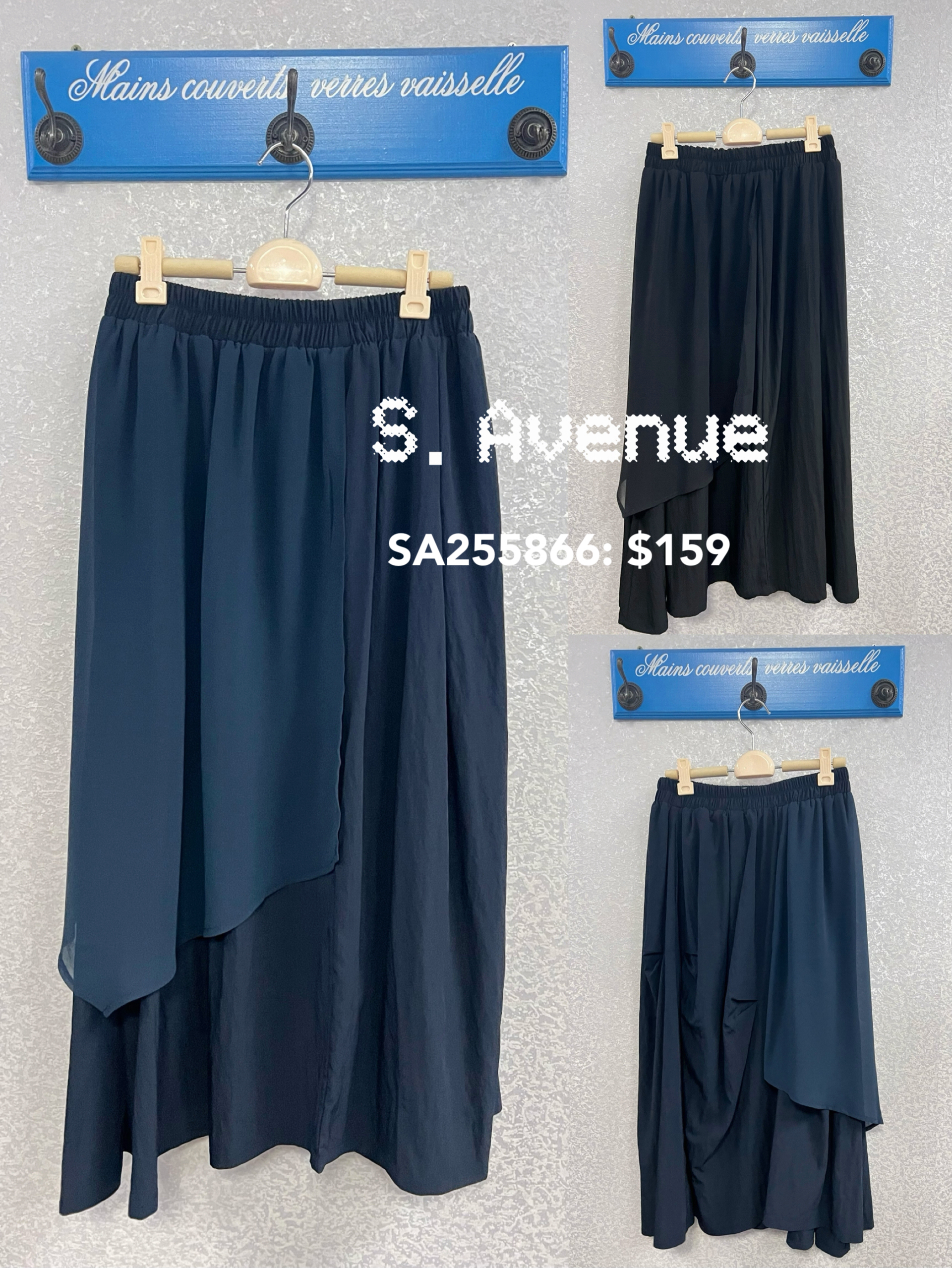 SA255866: 橡筋腰拼雪紡有撍不規則裙