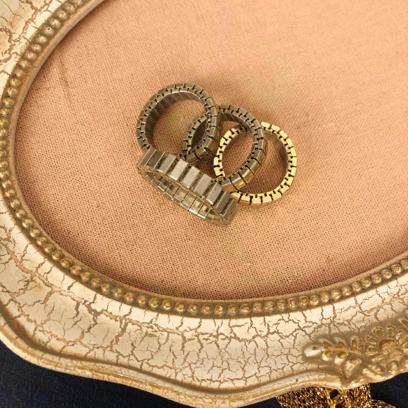 Vintage Light Gold Washed Style Extension Watch-Band Style Ring(MT480)