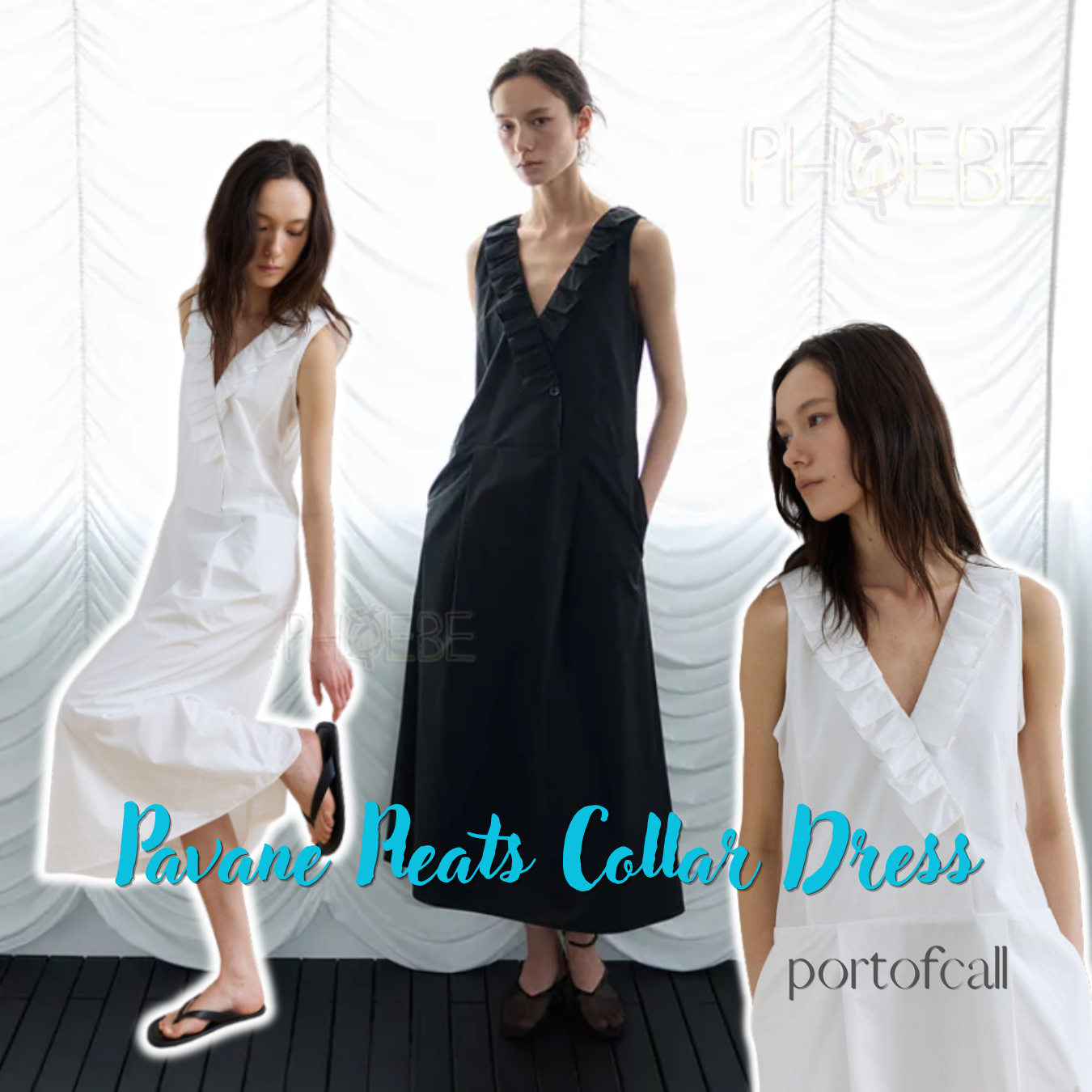 [portofcall] Pavane Pleats Collar Dress (2色)