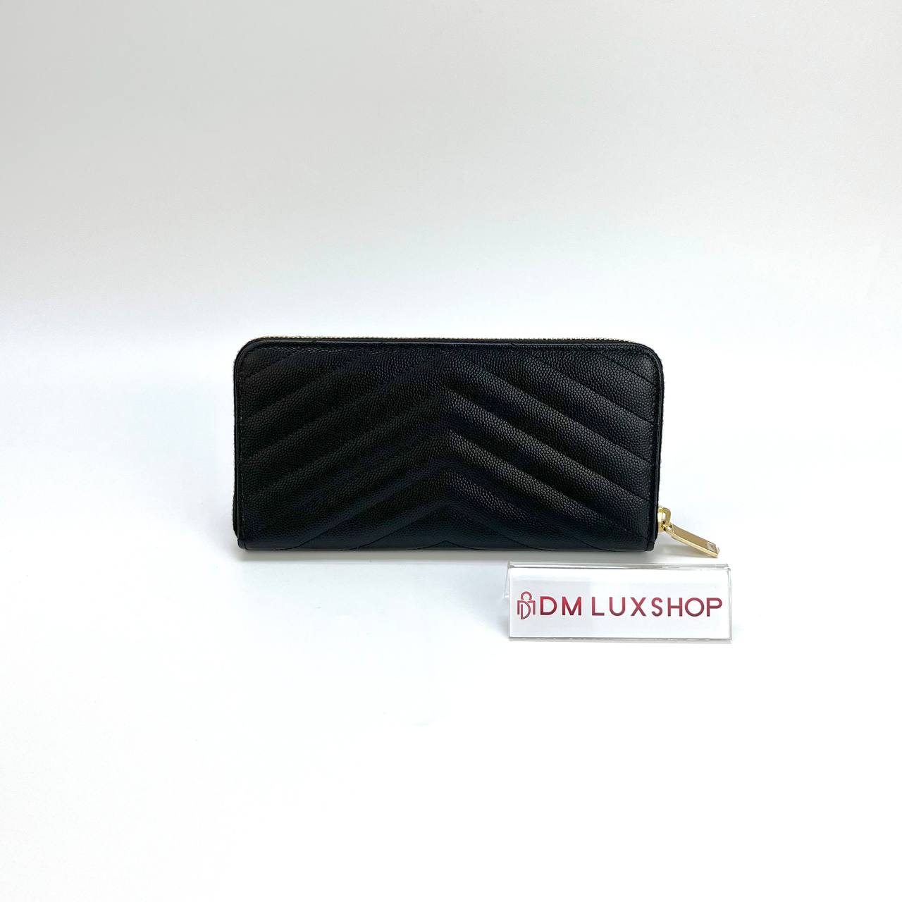 YSL Black Zip-Around Long Wallet GHW
