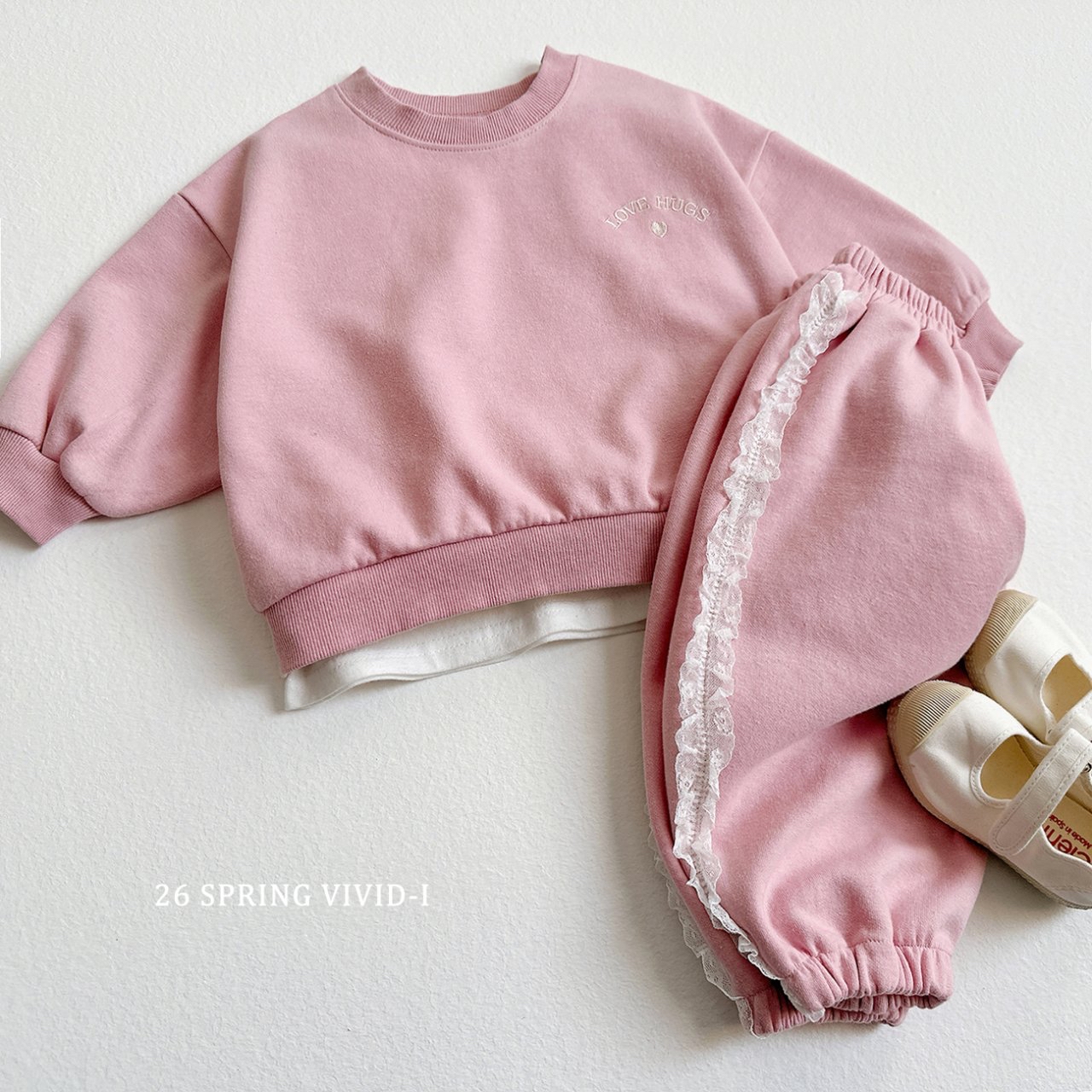 🌸預訂 韓國直送🌸🇰🇷VIVIDI四色愛擁抱刺繡長袖上下套裝