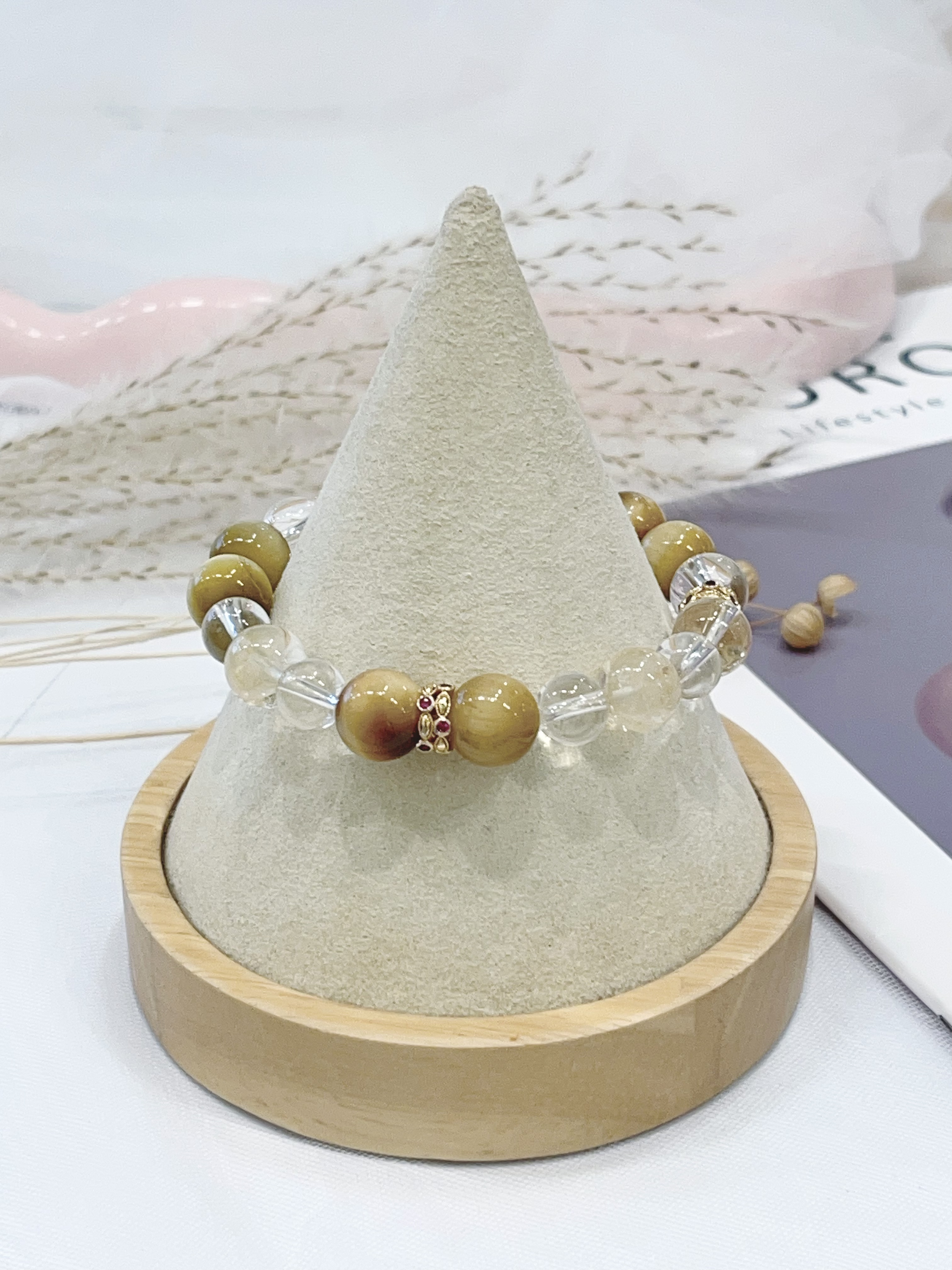 🐯 黄虎眼 × 白水晶 × 金发晶手串 Yellow Tiger Eye & Clear Quartz & Golden Rutilated Quartz