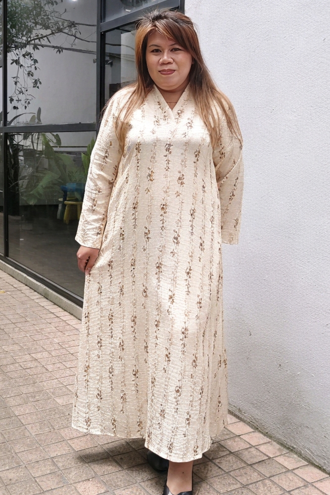 Linen Dress - Cream Rose